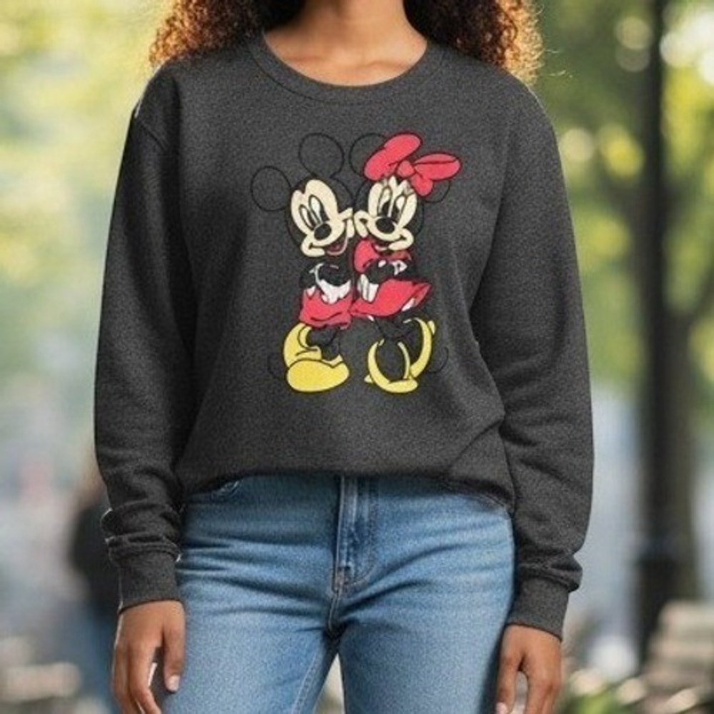 Disney Mickey Minnie Mouse Graphic Sweatshirt Charcoal Gray JT21942 XL
